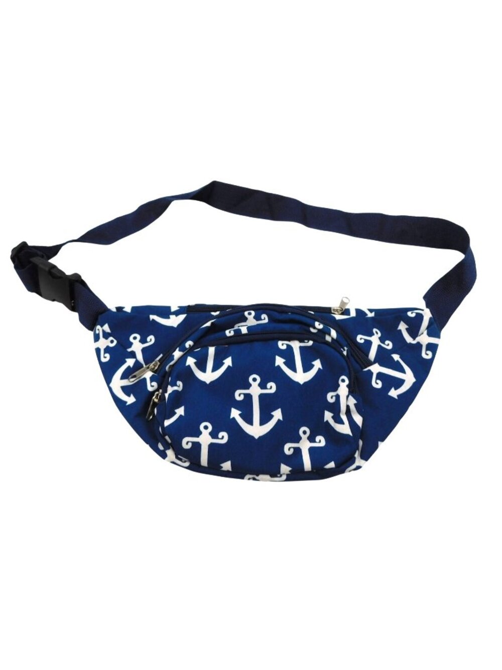 Nautical Anchor Print Fanny Pack Blue White Belt Bag Travel Festival Adult Size